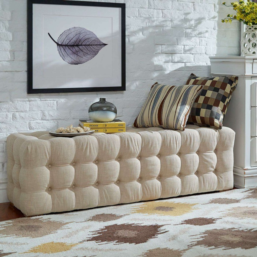 Indoor Benches * | Best Sale Ottoman Benches Weston Home Bowman Tufted Rectangular Ottoman Bench