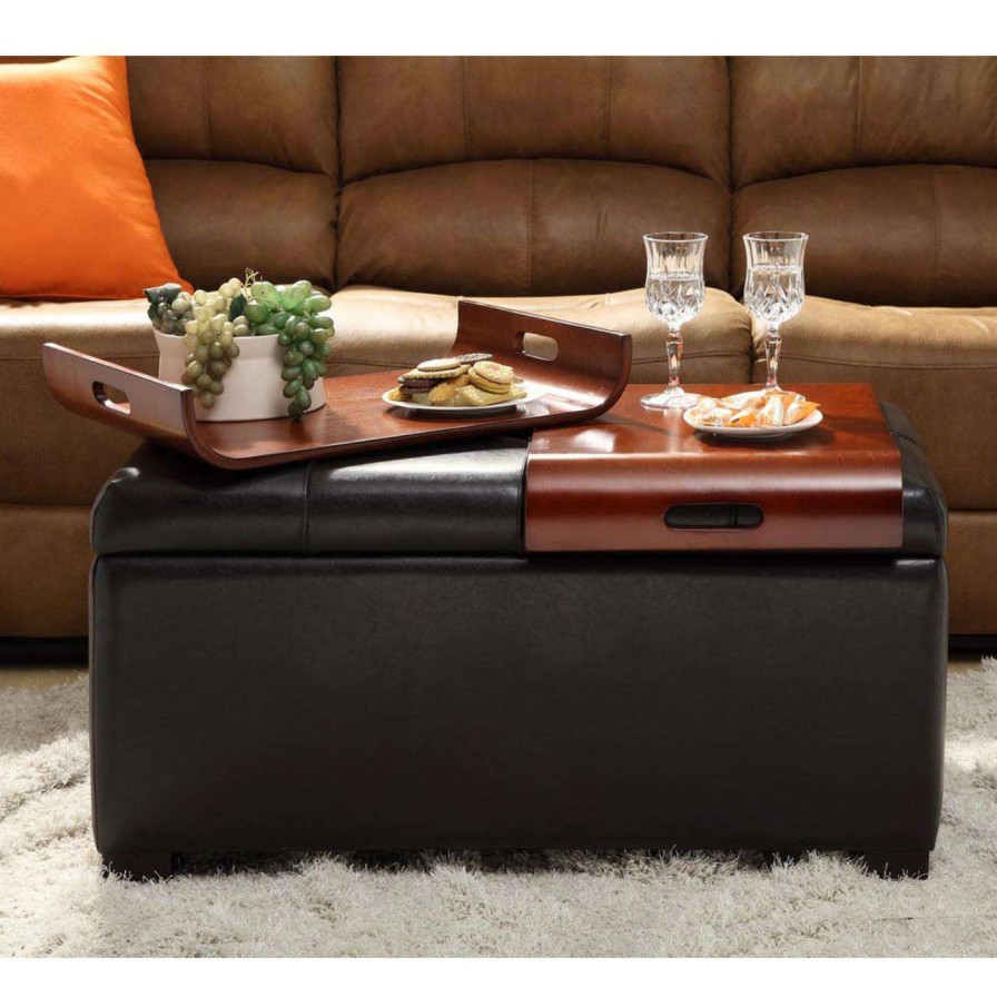 Indoor Benches * | Wholesale Indoor Storage Benches Convenience Concepts Storage Ottoman With Trays