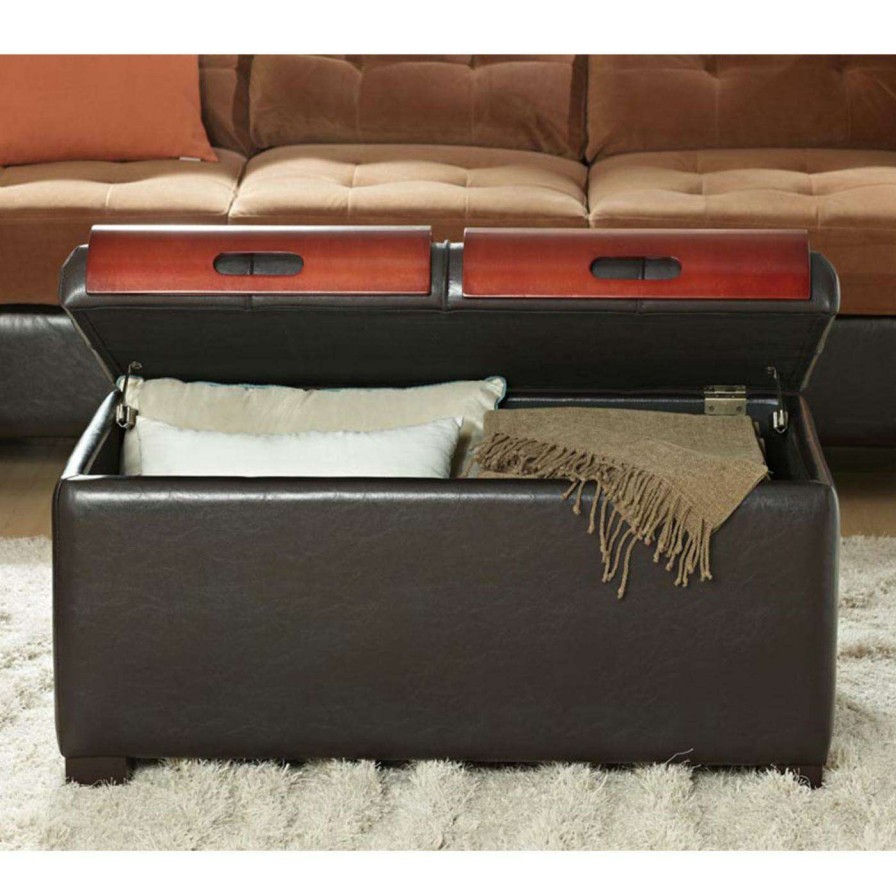 Indoor Benches * | Wholesale Indoor Storage Benches Convenience Concepts Storage Ottoman With Trays