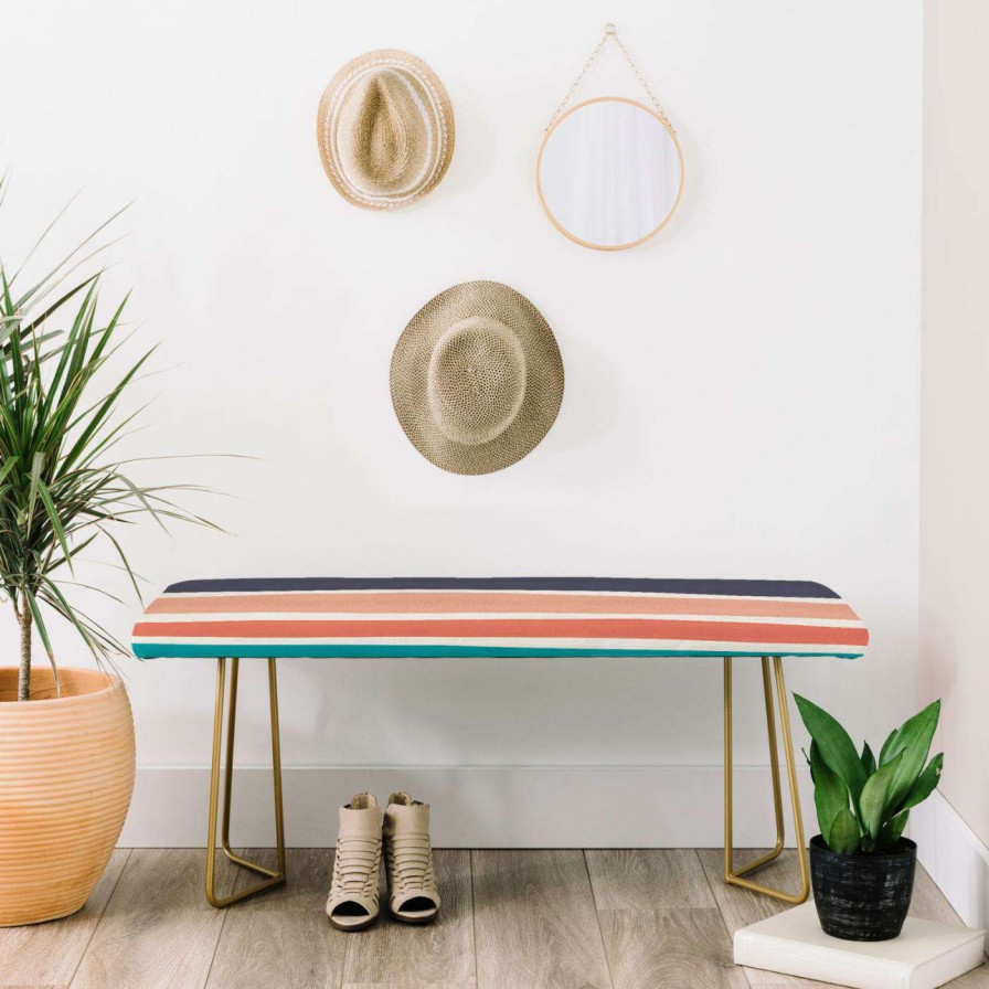 Indoor Benches * | Promo Bedroom Benches Deny Designs Zoe Wodarz Paper Stripe Bench