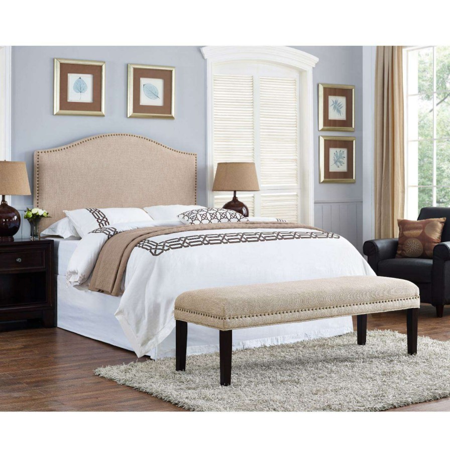 Indoor Benches * | Discount Bedroom Benches Home Meridian Upholstered Bed Bench Tan