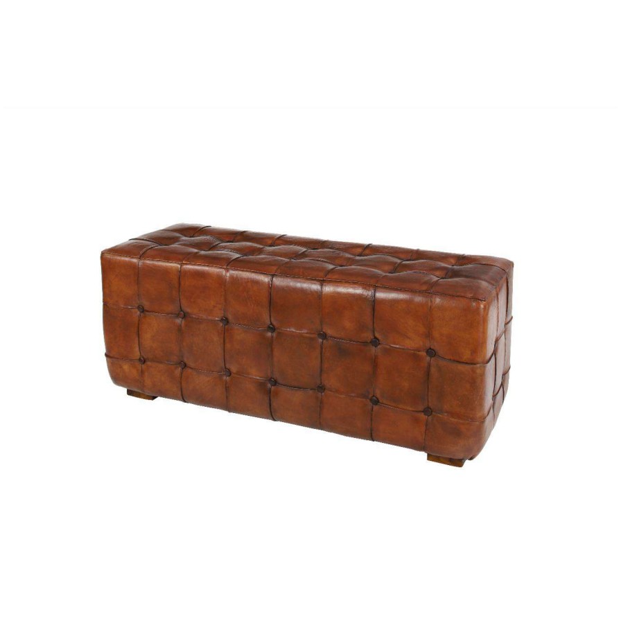 Indoor Benches * | Cheap Ottoman Benches Decmode Tufted Leather Bench