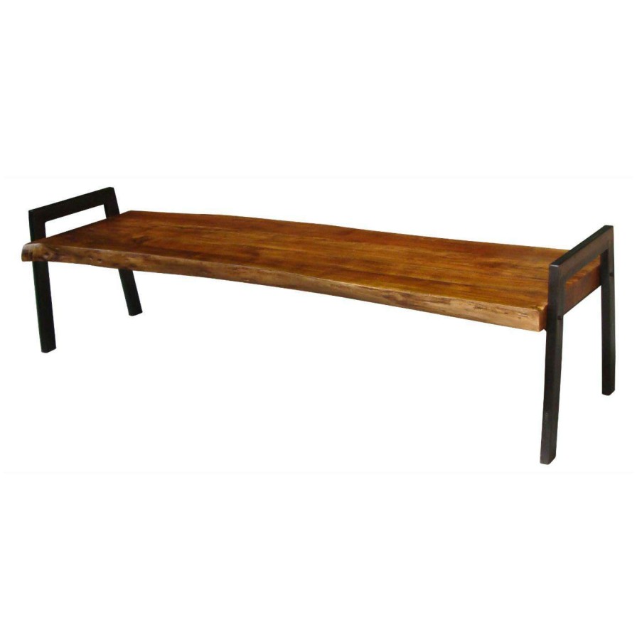 Indoor Benches * | Flash Sale Entryway Benches Decmode Albizia Wood Bench