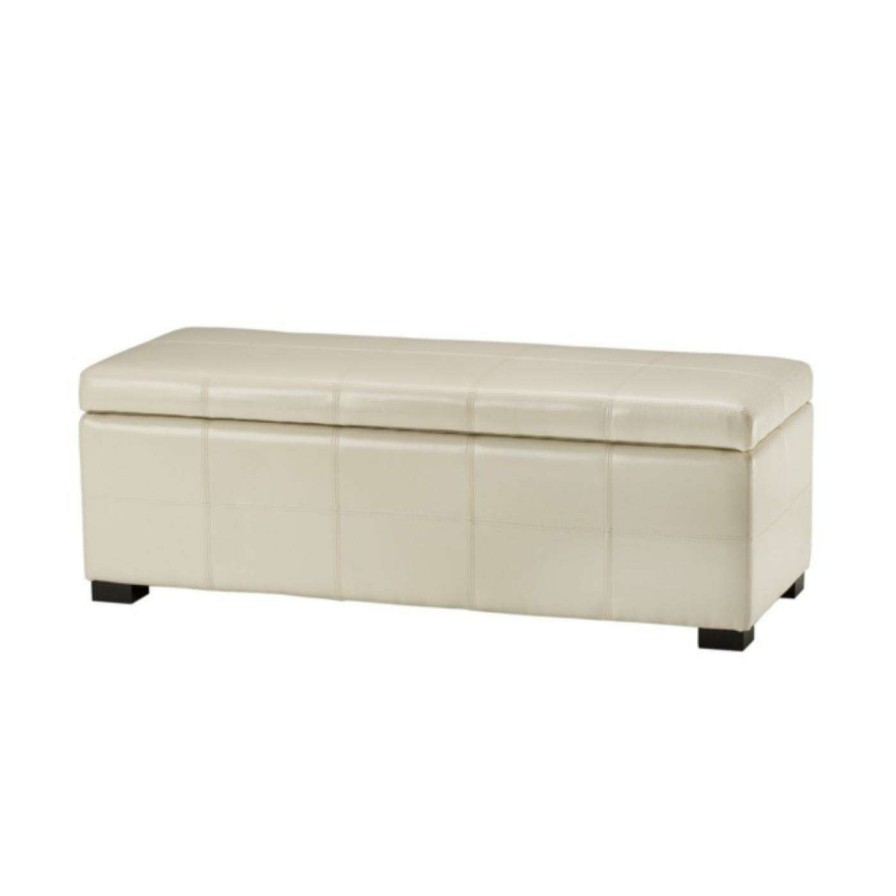 Indoor Benches * | Hot Sale Indoor Storage Benches Safavieh Madison Storage Bench Cream Leather