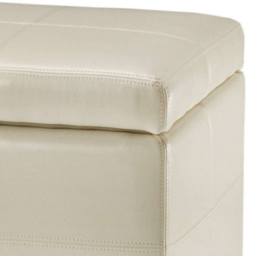 Indoor Benches * | Hot Sale Indoor Storage Benches Safavieh Madison Storage Bench Cream Leather