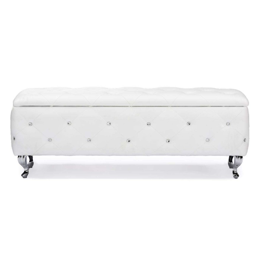 Indoor Benches * | Promo Bedroom Benches Baxton Studio Seine Storage Bench White