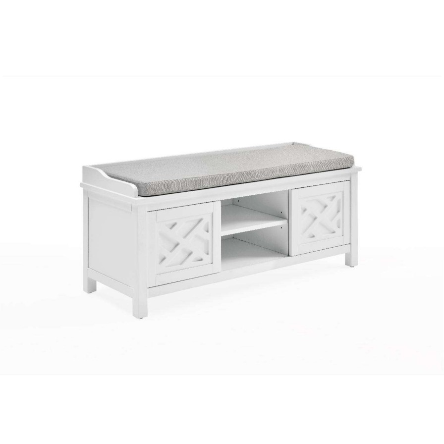 Indoor Benches * | Buy Entryway Benches Alaterre Furniture Kyra 42 In. L Oak And Metal Bench With Shelf