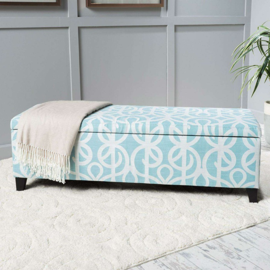 Indoor Benches * | Coupon Best Selling Home Ottoman Benches Gino Fabric Pattern Storage Indoor Bench