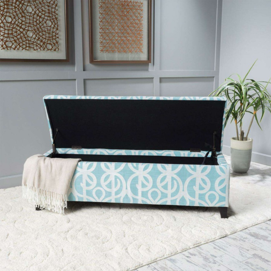 Indoor Benches * | Coupon Best Selling Home Ottoman Benches Gino Fabric Pattern Storage Indoor Bench