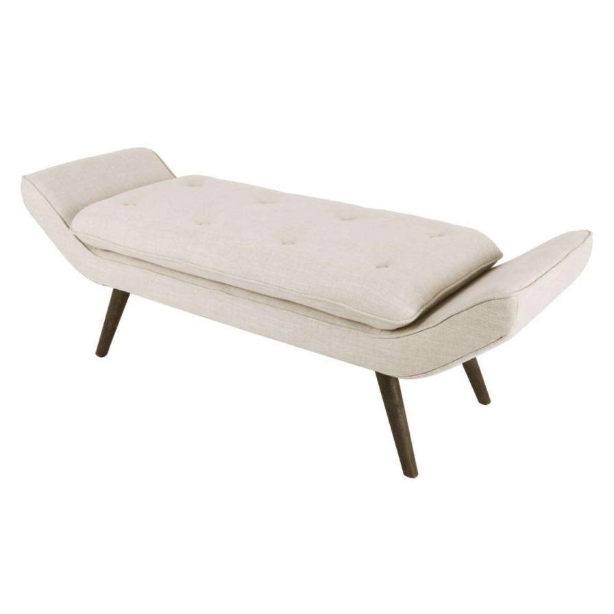 Indoor Benches * | Deals Bedroom Benches New Pacific Direct Inc Newcastle Fabric Tufted Bench Flax