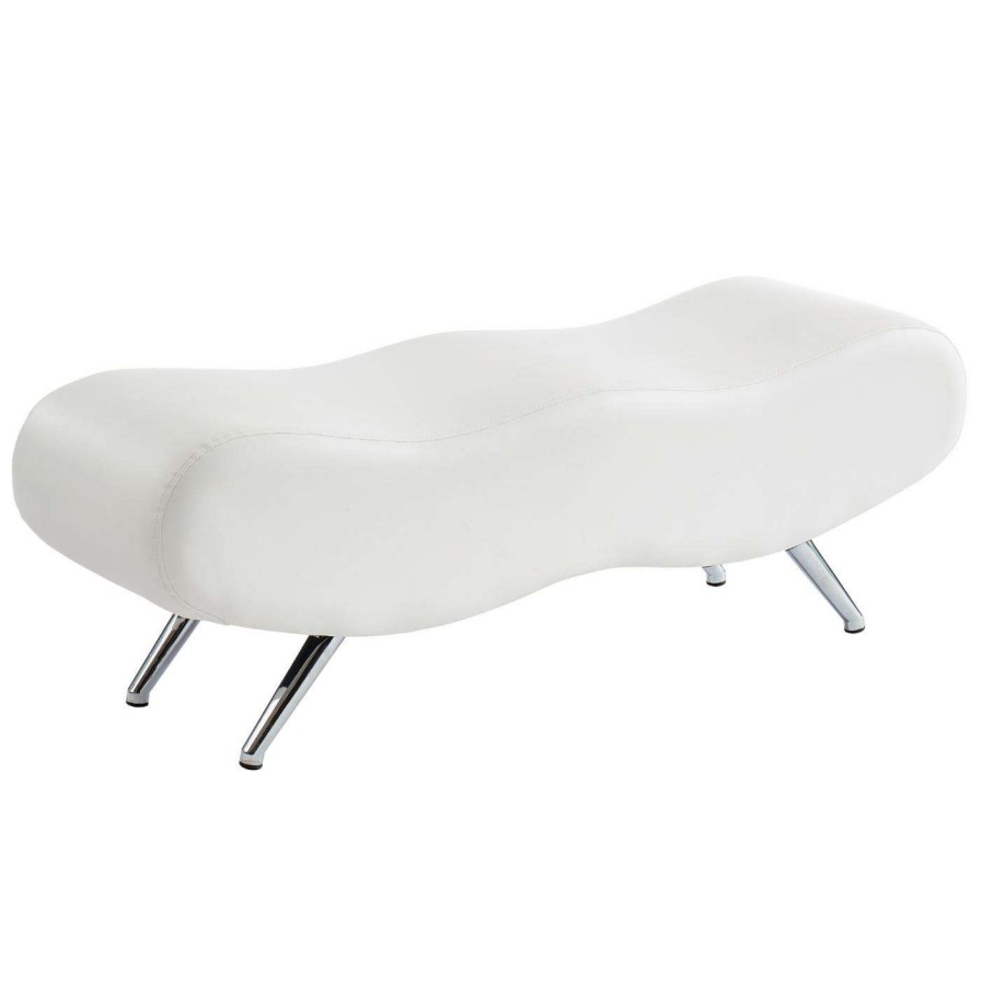 Indoor Benches * | Outlet Bedroom Benches !Nspire Faux Leather Bench With Chrome Feet White