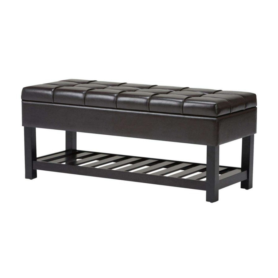 Indoor Benches * | Cheap Brooklyn & Max Indoor Storage Benches Brooklyn + Max Hayden Faux Leather Storage Ottoman Bench