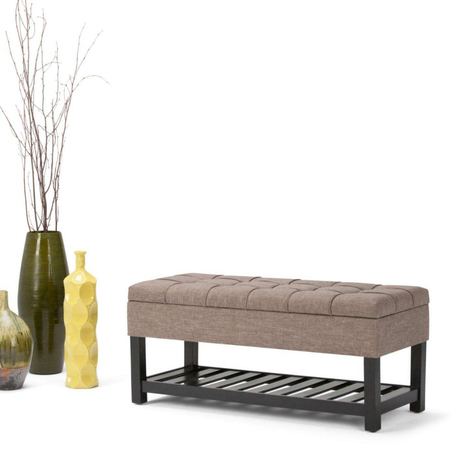 Indoor Benches * | Cheap Brooklyn & Max Indoor Storage Benches Brooklyn + Max Hayden Faux Leather Storage Ottoman Bench