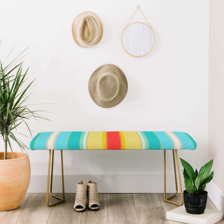 Indoor Benches * | Brand New Bedroom Benches Deny Designs Sharon Turner Deckchair Stripe Bench