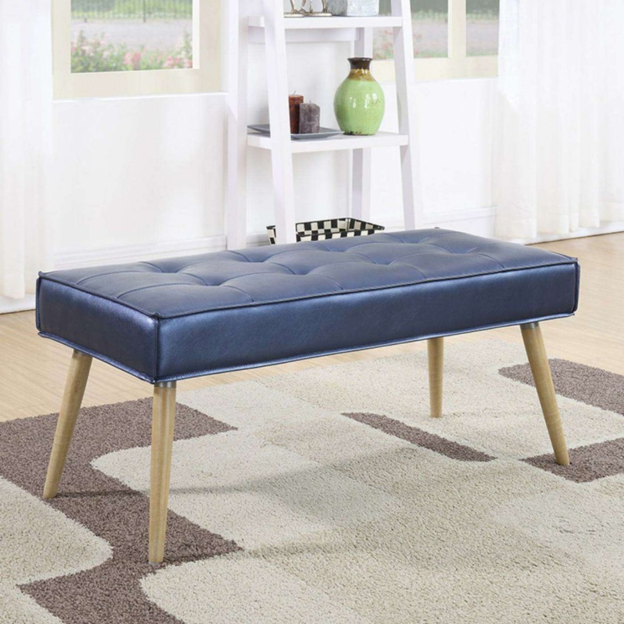 Indoor Benches * | Hot Sale Bedroom Benches Osp Home Furnishings Amity Upholstered Bench Sizzle Pewter