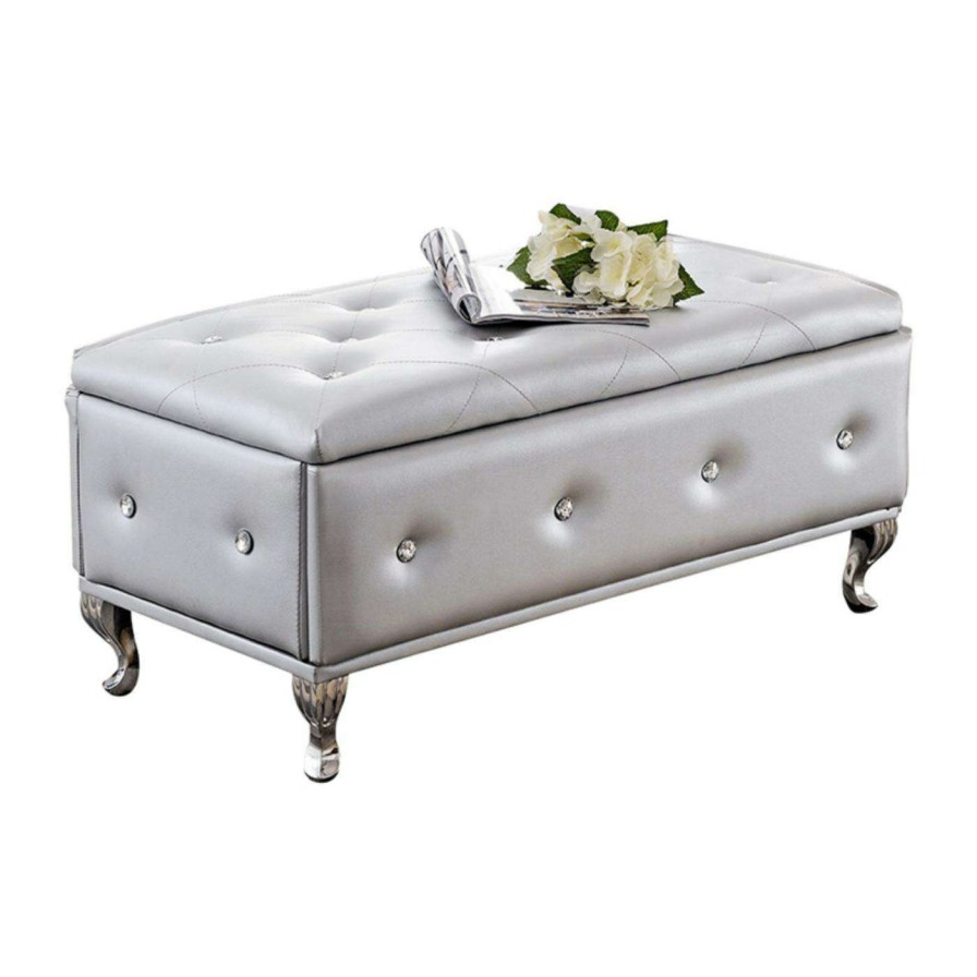 Indoor Benches * | Cheapest K&B Furniture Bedroom Benches K&B Furniture Upholstered Tufted Bedroom Bench