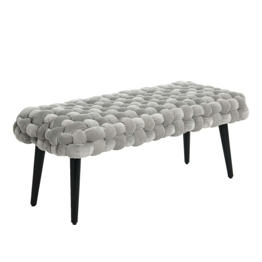 Indoor Benches * | Brand New Bedroom Benches Creative Co-Op Woven Velvet Bench