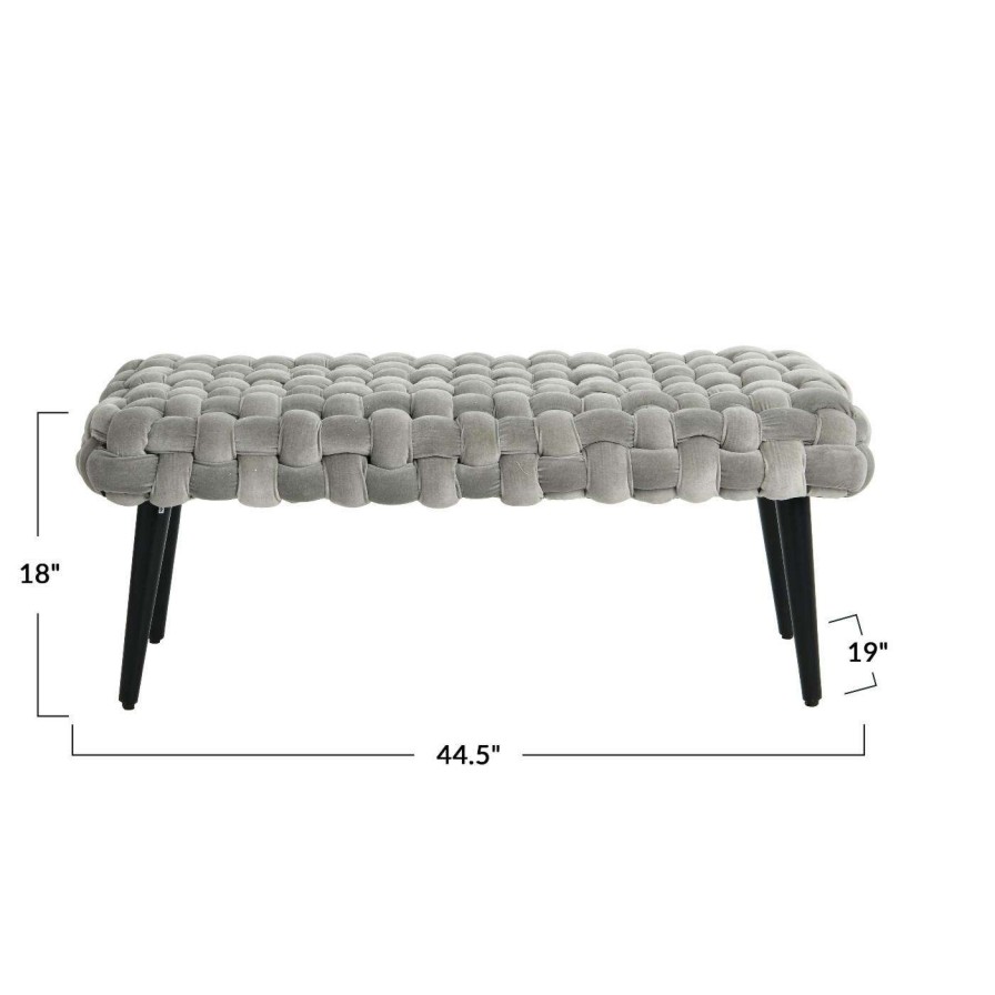 Indoor Benches * | Brand New Bedroom Benches Creative Co-Op Woven Velvet Bench