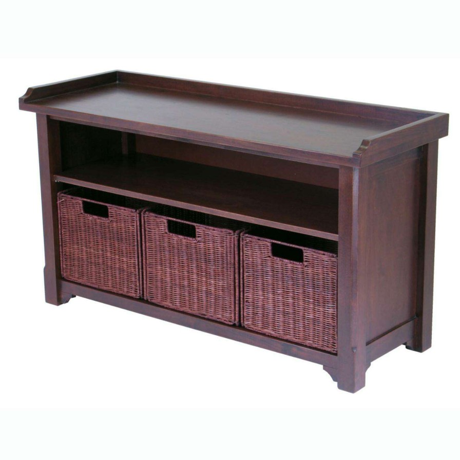 Indoor Benches * | Cheap Winsome Indoor Storage Benches Rockbrook Storage Bench With 3 Baskets