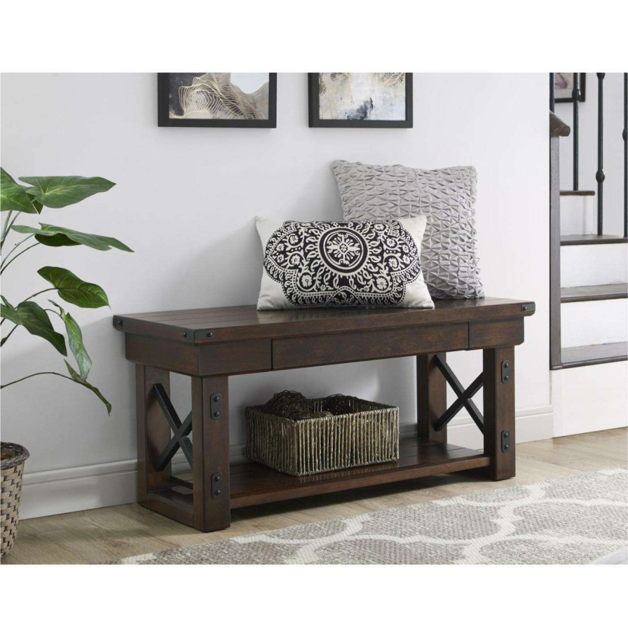 Indoor Benches * | Cheap Entryway Benches Ameriwood Home Altra Wildwood Entryway Bench Mahogany