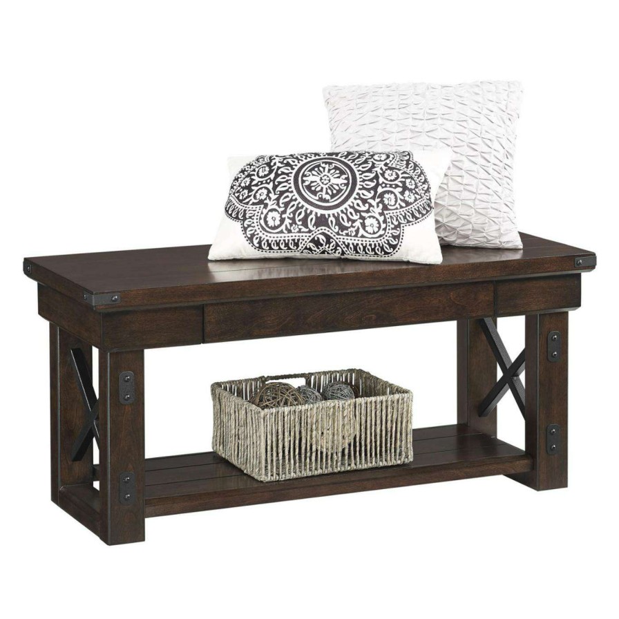 Indoor Benches * | Cheap Entryway Benches Ameriwood Home Altra Wildwood Entryway Bench Mahogany