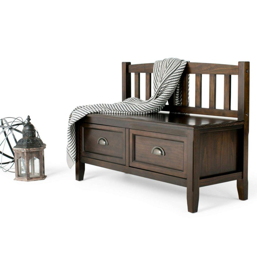 Indoor Benches * | Hot Sale Brooklyn & Max Entryway Benches Brooklyn + Max Berkshire Solid Wood Entryway Storage Bench With Drawers