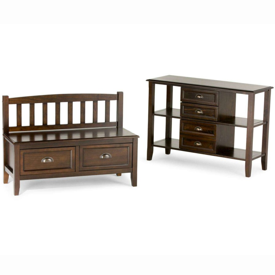 Indoor Benches * | Hot Sale Brooklyn & Max Entryway Benches Brooklyn + Max Berkshire Solid Wood Entryway Storage Bench With Drawers