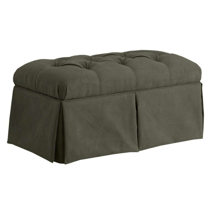 Indoor Benches * | Promo Skyline Furniture Indoor Storage Benches Skyline Velvet Skirted Storage Bench