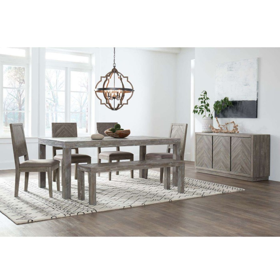 Dining Chairs * | Outlet Kitchen & Dining Benches Modus Herringbone Solid Wood Dining Bench