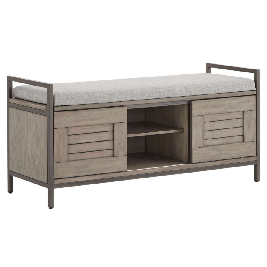 Indoor Benches * | Flash Sale Entryway Benches Weston Home Arron Storage Bench With Cushion