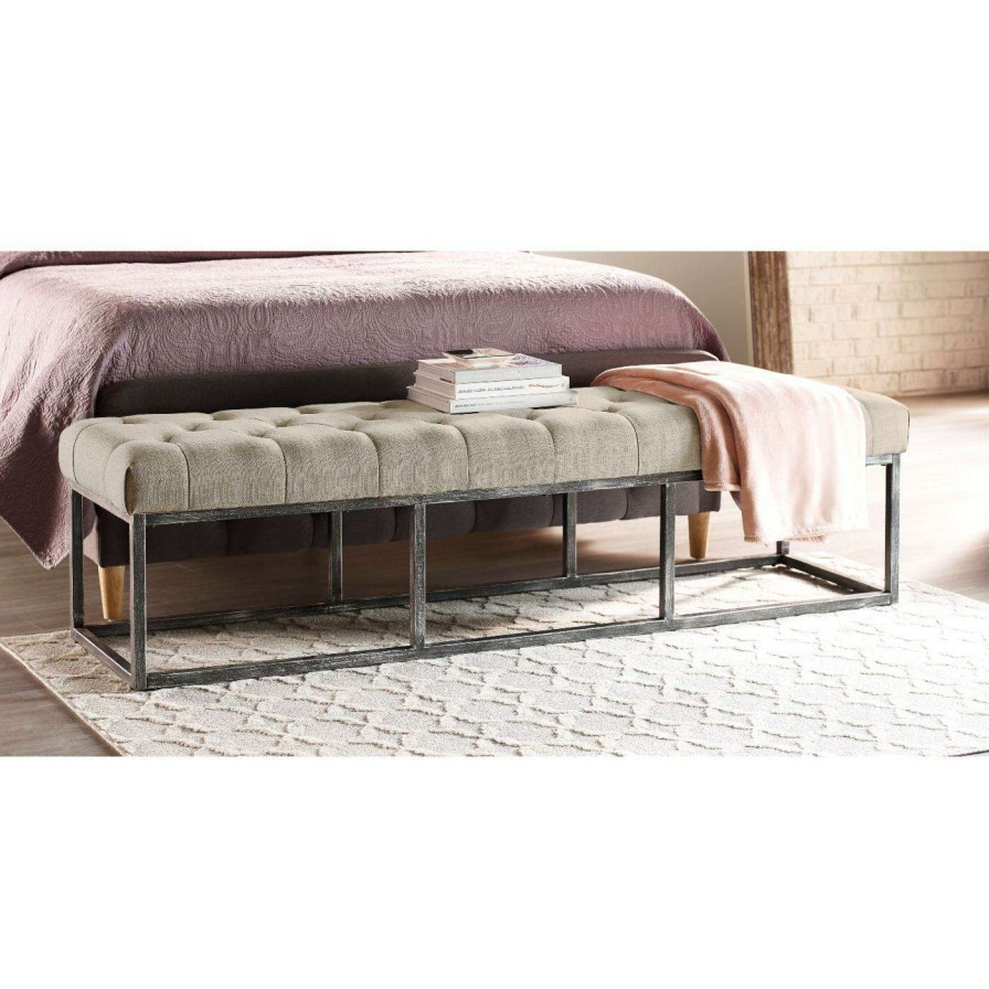 Indoor Benches * | Buy Bedroom Benches Serta Danes Tufted Bench With Iron Legs