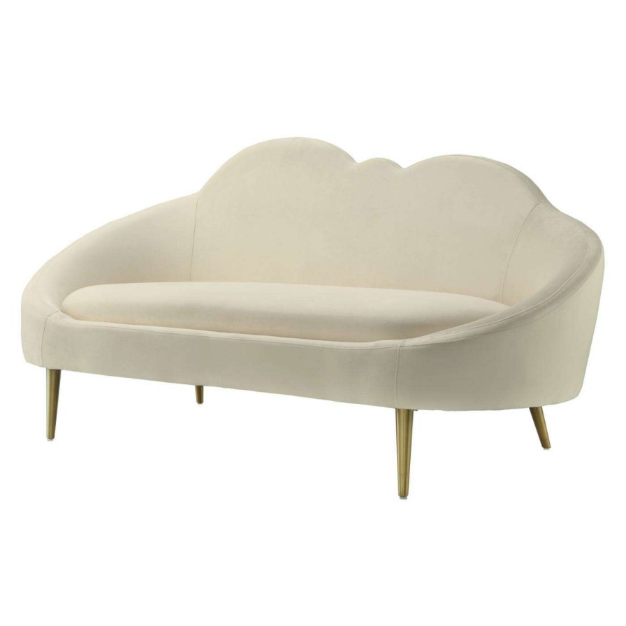 Indoor Benches * | Hot Sale Settee Benches Tov Furniture Cloud Cream Velvet Settee