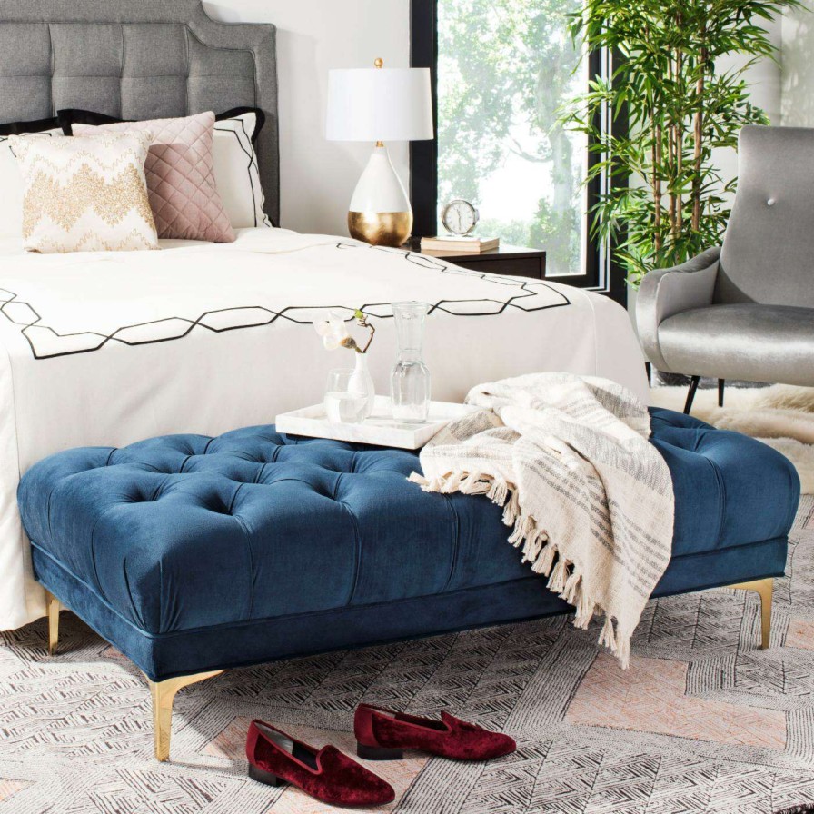 Indoor Benches * | Best Sale Bedroom Benches Safavieh Zarya Tufted Rectangular Bench