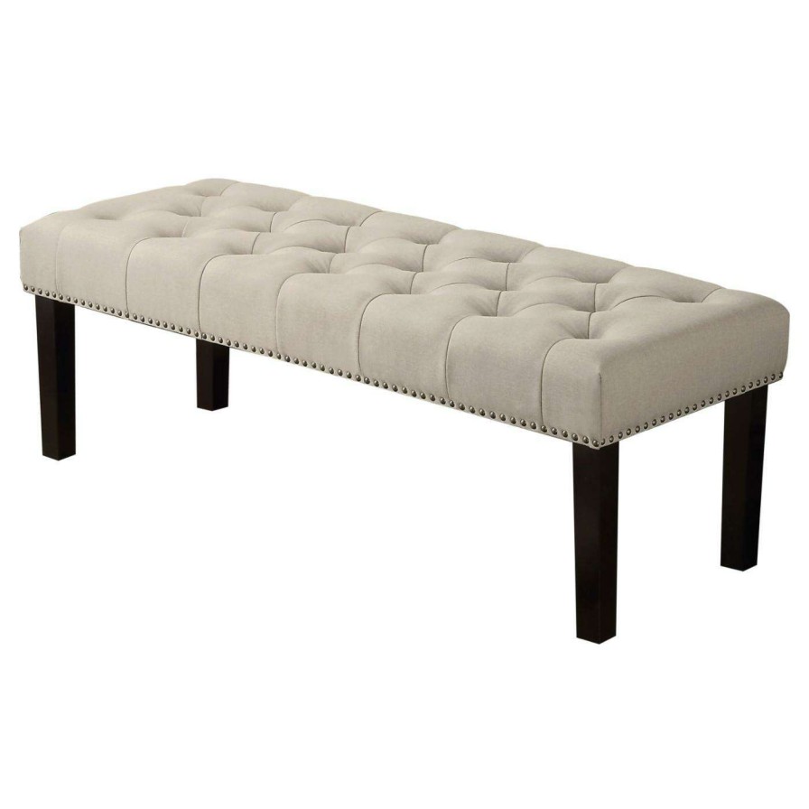 Indoor Benches * | Wholesale Bedroom Benches Rosevera Ercole Upholstered Tufted Bench