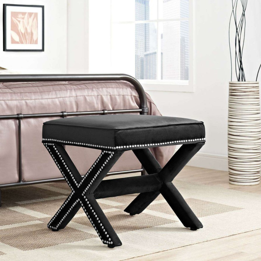 Indoor Benches * | Budget Ottoman Benches Modway Rivet Upholstered Bench