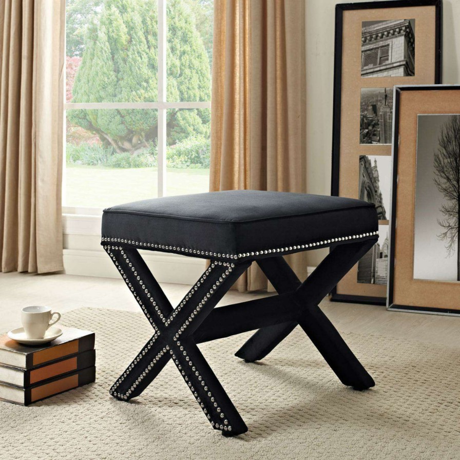 Indoor Benches * | Budget Ottoman Benches Modway Rivet Upholstered Bench