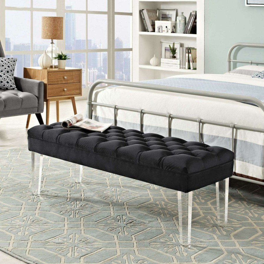 Indoor Benches * | Coupon Bedroom Benches Modway Valet Velvet Upholstered Bench