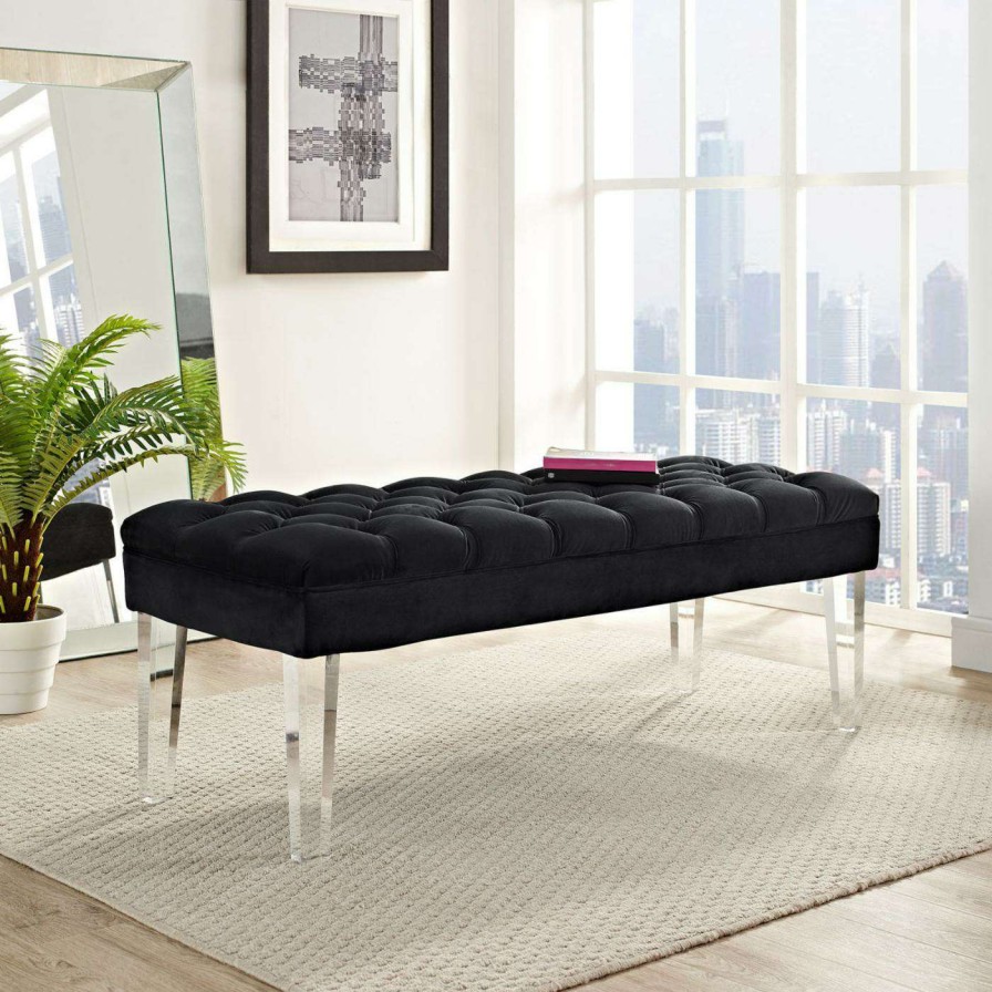 Indoor Benches * | Coupon Bedroom Benches Modway Valet Velvet Upholstered Bench