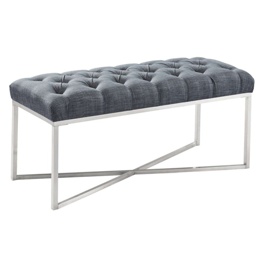 Indoor Benches * | Discount Entryway Benches Armen Living Noel Fabric Contemporary Bench