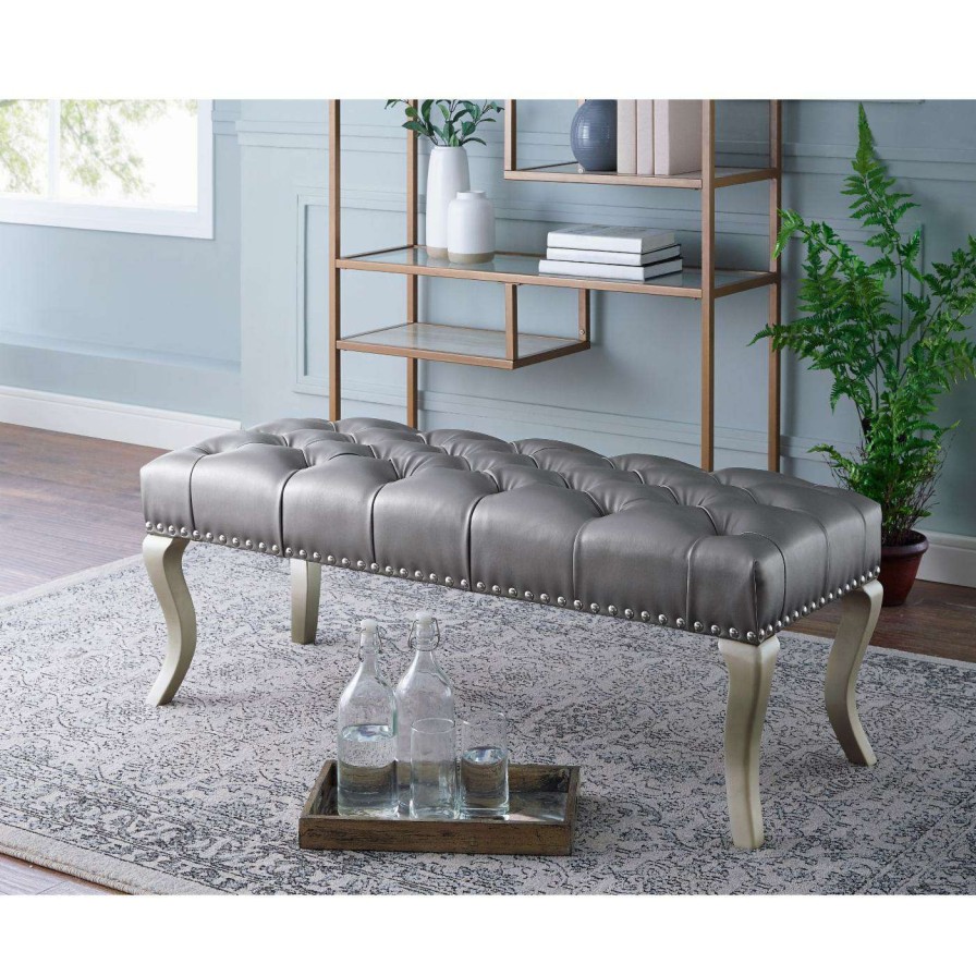 Indoor Benches * | Promo Entryway Benches Roundhill Furniture Decor Maxem Tufted Indoor Bench