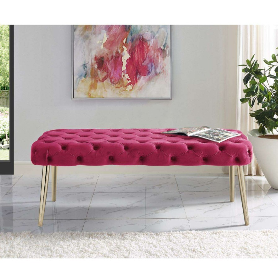 Indoor Benches * | Best Sale Bedroom Benches Nicole Miller Kelis Velvet Bench