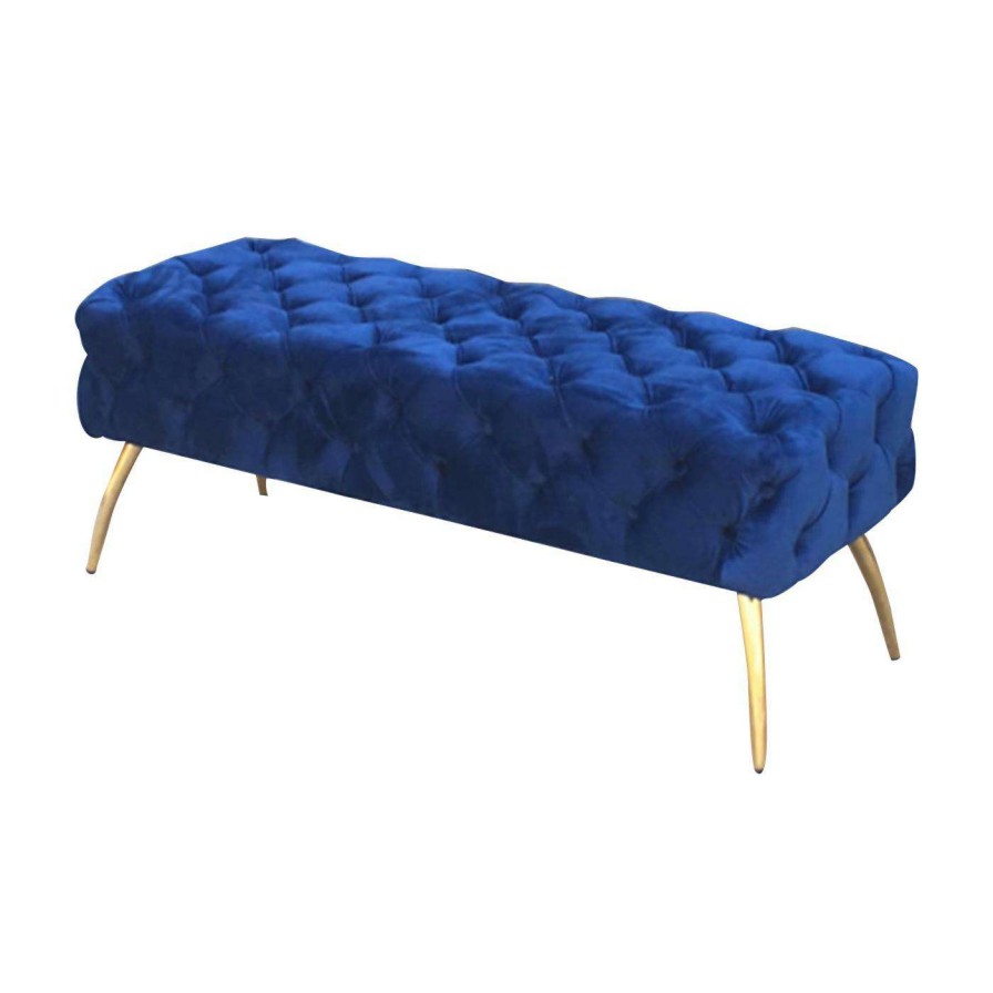 Indoor Benches * | Brand New Bedroom Benches Hi-Line Gift Ltd. Button-Tufted Velvet Bench