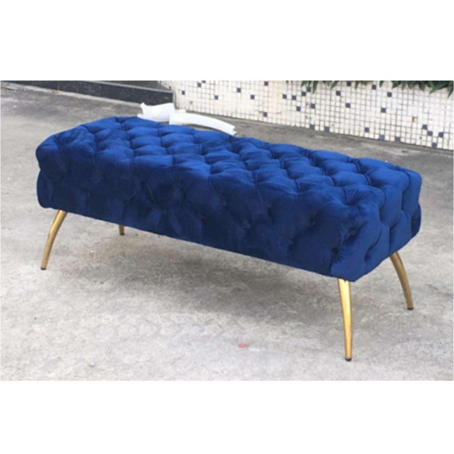 Indoor Benches * | Brand New Bedroom Benches Hi-Line Gift Ltd. Button-Tufted Velvet Bench