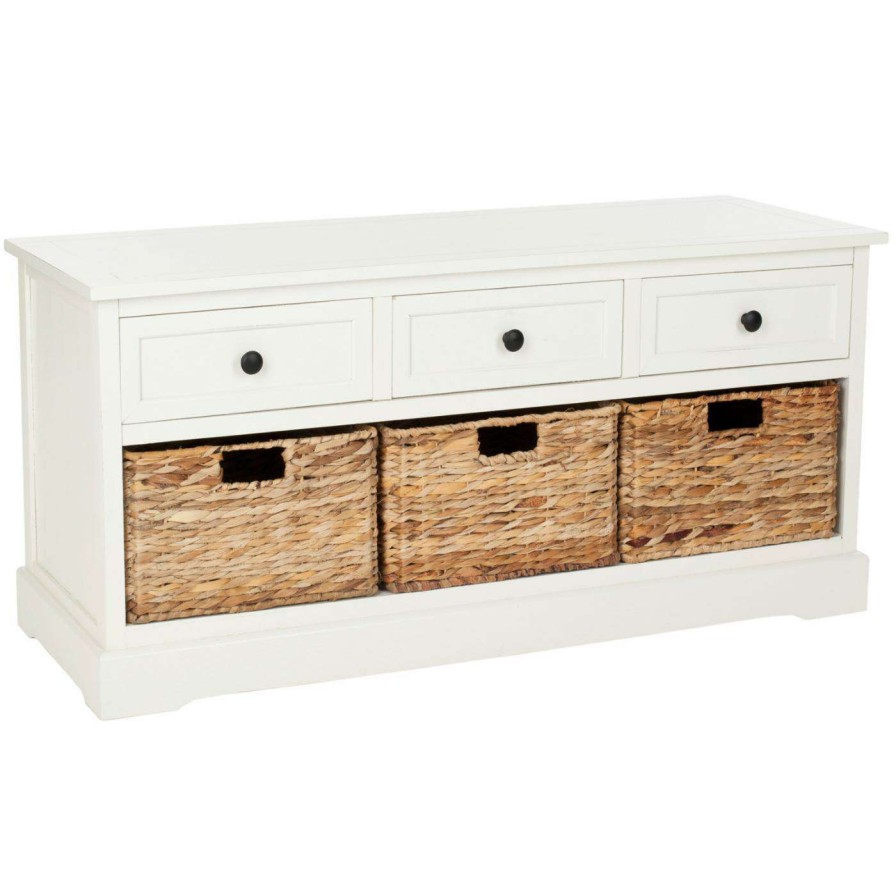 Indoor Benches * | Buy Indoor Storage Benches Safavieh Damien 3 Drawer Indoor Storage Bench