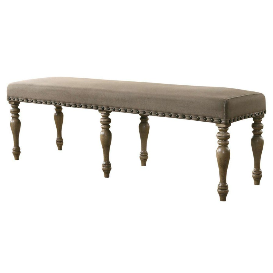 Dining Chairs * | New Kitchen & Dining Benches Roundhill Furniture Birmingham Upholstered Bench With Nailhead Trim