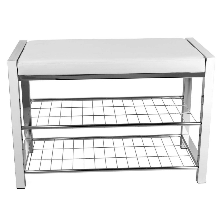 Indoor Benches * | Cheapest Entryway Benches Danya B White Leatherette Storage Entryway Bench