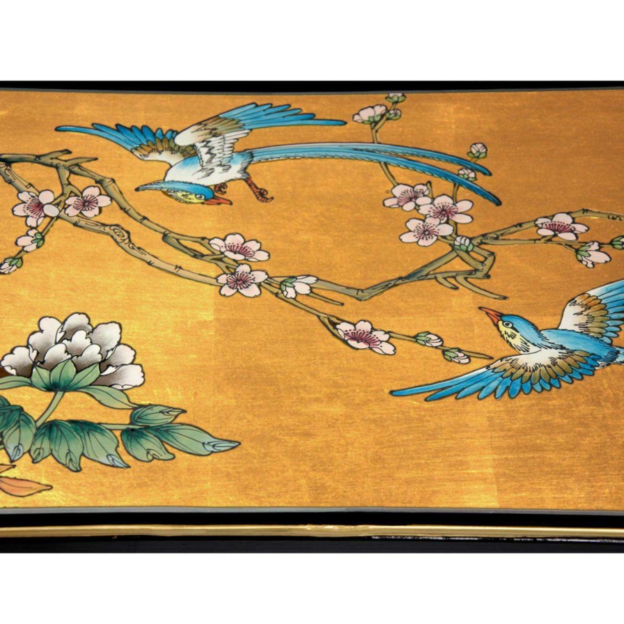 Indoor Benches * | Best Reviews Of Entryway Benches Oriental Furniture Gold Leaf Lacquer Bench