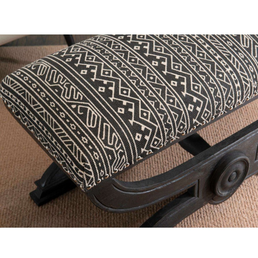 Indoor Benches * | Coupon Ottoman Benches Powell Vanska Bench Black And White Aztec Pattern