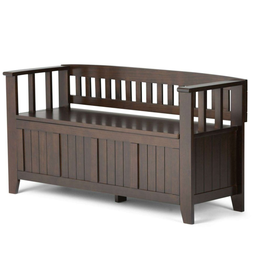 Indoor Benches * | Wholesale Entryway Benches Brooklyn + Max Brunswick Lift Top Solid Wood Entryway Bench Brunette