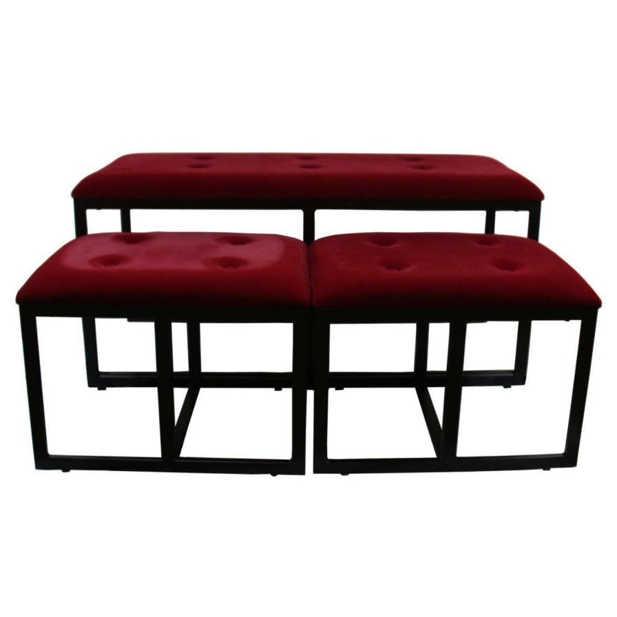 Indoor Benches * | Best Deal Ottoman Benches Ore International Tufted Bench With 2 Seatings